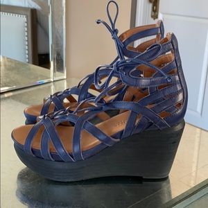 Blue Lace Up Gentle Souls Wedge